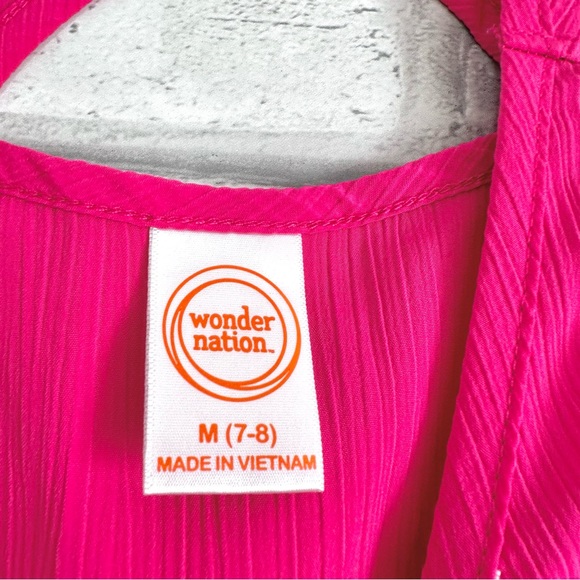 Wonder Nation Girls Pink Cap Sleeves Tiered Dress - Size M (7/8) - Picture 7 of 8